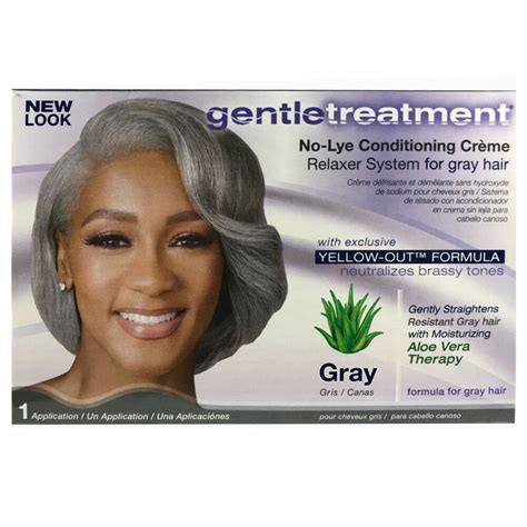 hair relaxer for gray hair|gentle treatment yellow out conditioner.